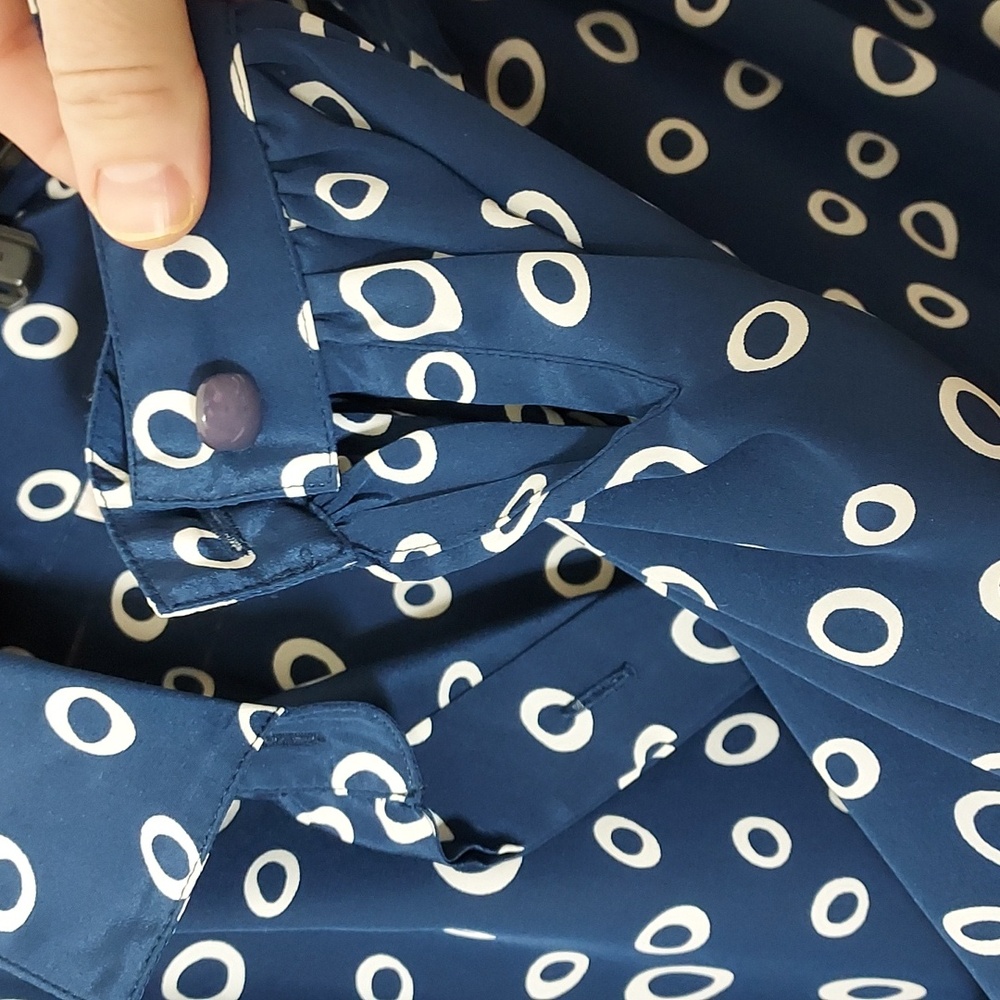 Rouje Look Liz Claiborne Blue and White Casual Button Front Dress 8p 38 - Picture 6 of 9
